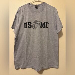 Gray USMC Men's T-Shirt Size Large Pics of front and Back logos